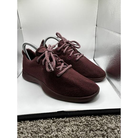 Allbirds Wool Runner Lace Up Athletic Running Shoe Womens Size 8 Burgundy Red - Picture 5 of 8
